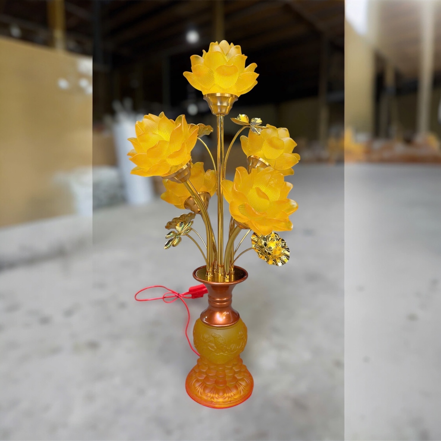 Đèn thờ lưu ly 5 ngọn